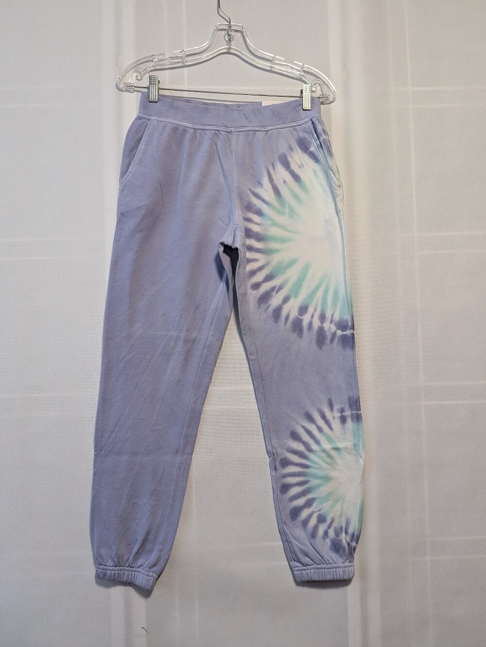 Wildfox Women's Joggers Light Blue Tie Dye Peri Shibori Size X-Small.